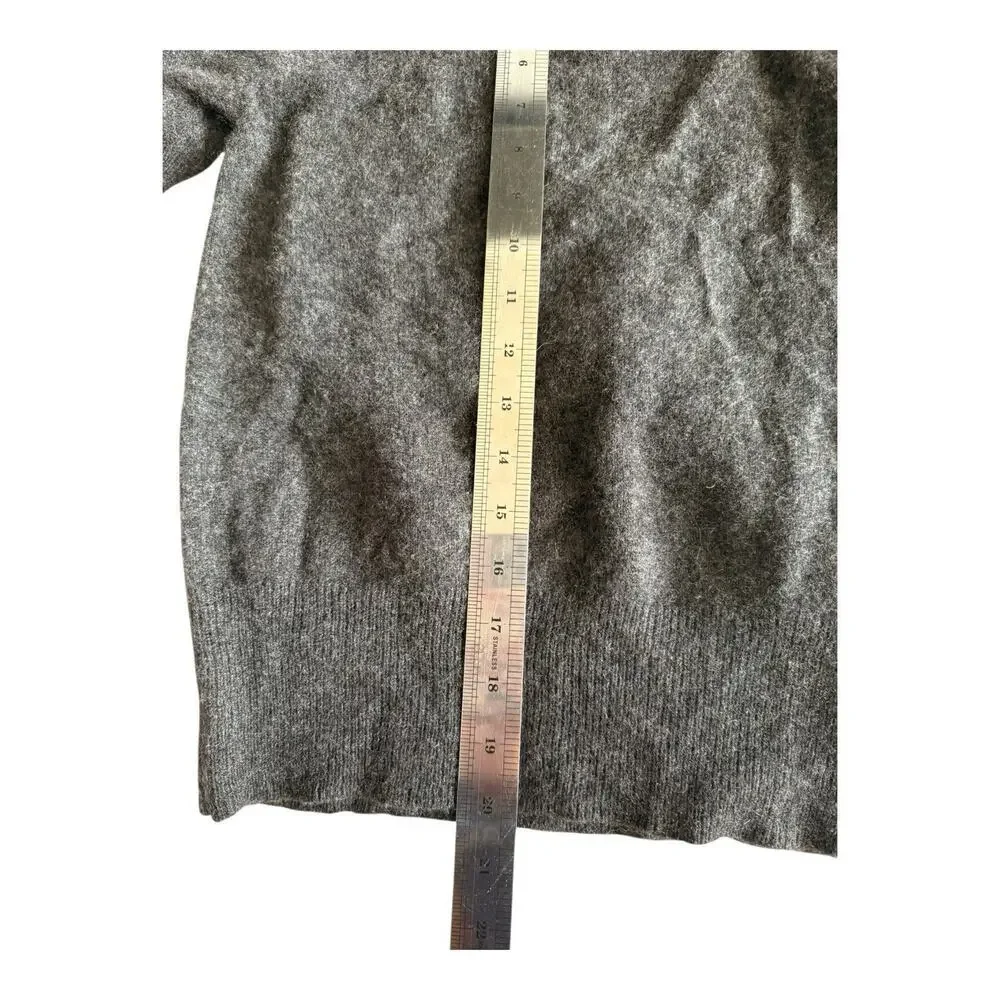 Frame Frankie Ruched Mélange Cashmere Sweater Grey Small Crew